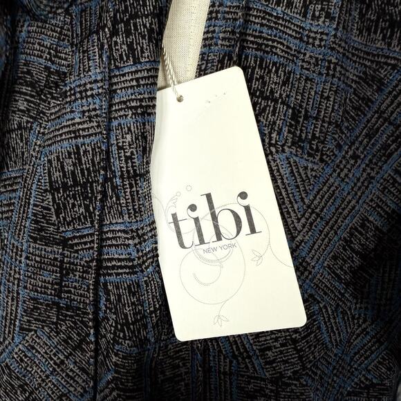 NWT Tibi 100% Silk Ruffle Dress Women's Size 0 S Black Blue Whimsical - Picture 6 of 11